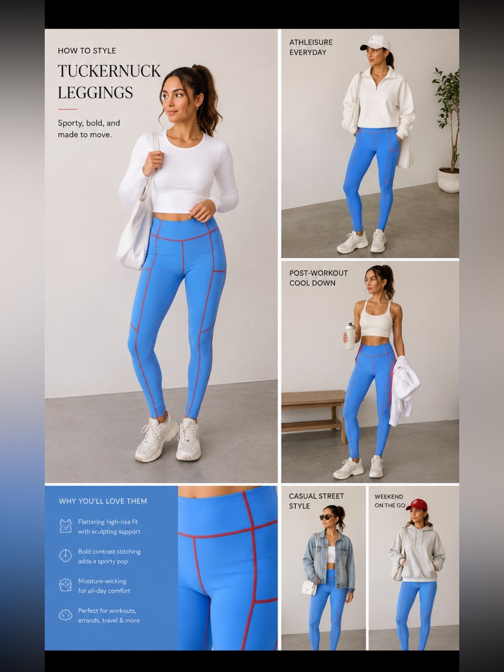 Tuckernuck new with tags leggings size small blue with red stitching